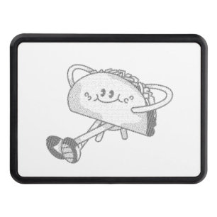 Cute Walking Green Taco Mascot Character Hitch Cover