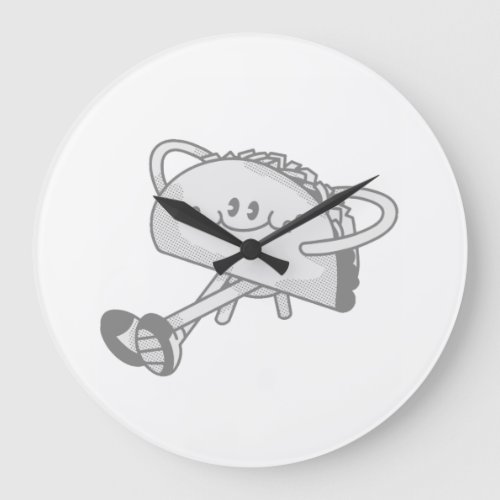 Cute Walking Green Taco Mascot Character Large Clock