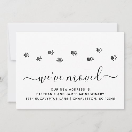 Cute Walking Paw Prints Moving Announcement Card