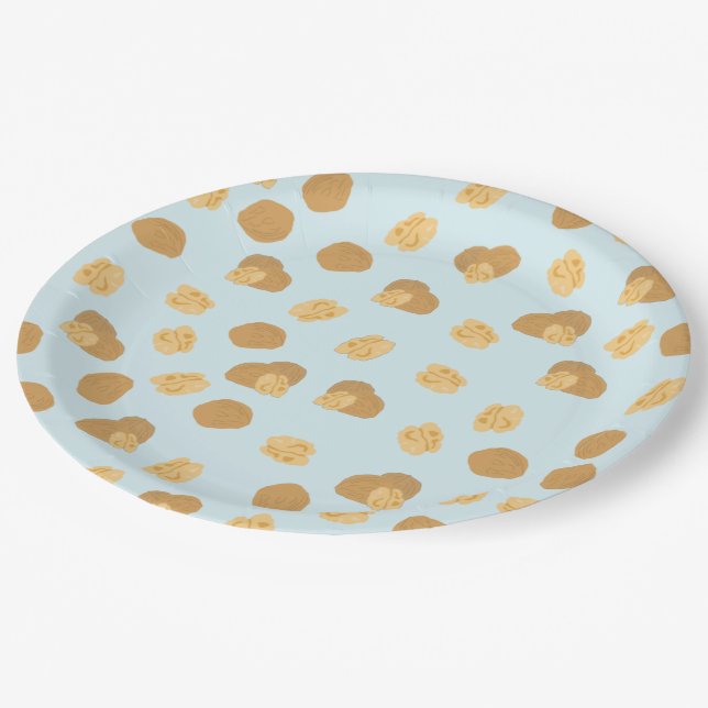 Cute Walnuts Nut Pattern Paper Plates (Angled)