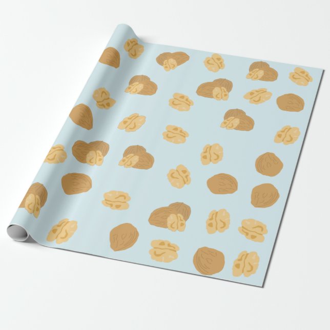 Cute Walnuts Nut Pattern Wrapping Paper (Unrolled)