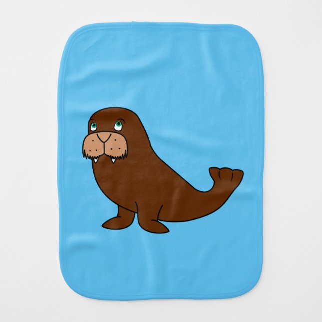 Cute Walrus Baby Burp Cloth (Front)