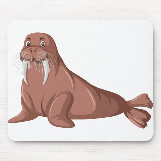 Cute walrus cartoon character mouse pad (Front)