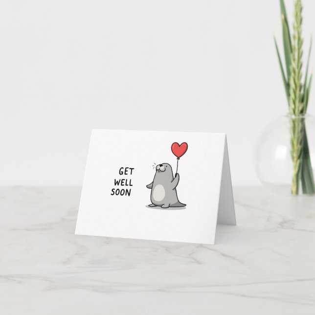 Cute Walrus Get Well Card (Front)