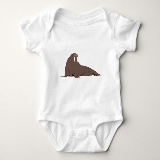 Cute Walrus Illustration Baby Bodysuit (Front)