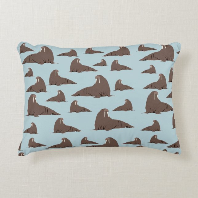 Cute Walrus Pattern  Accent Pillow (Front)