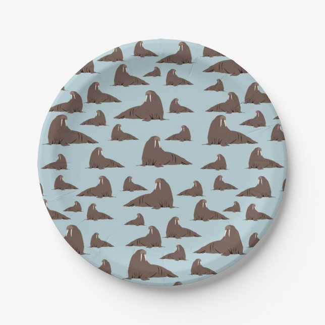 Cute Walrus Pattern Paper Plates (Front)