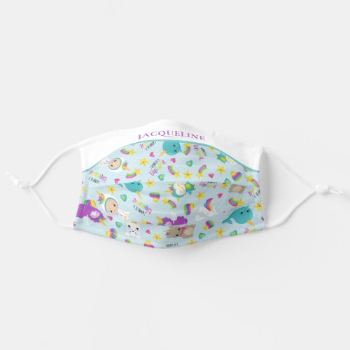 Cute Want To Be Unicorn Pattern Monogram Adult Cloth Face Mask