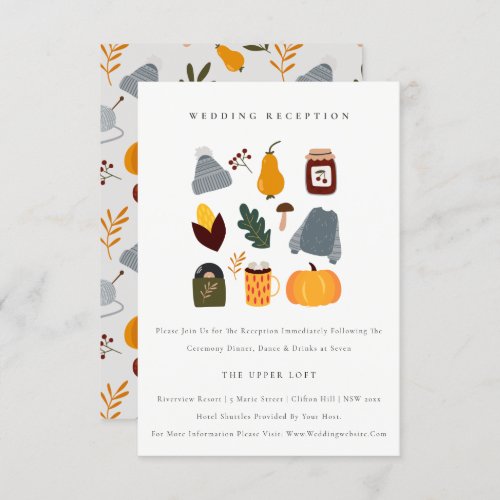 Cute Warm Cozy Autumn Essential Wedding Reception Enclosure Card