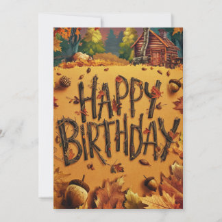 Cute Warm Forest Autumn Fall Happy Birthday Card