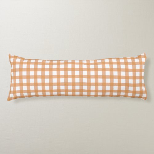 Cute Warm Orange Gingham Pattern Body Pillow