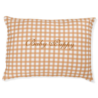 Cute Warm Orange Gingham Pattern Pet Bed