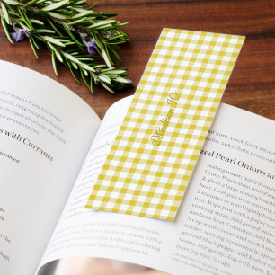 Cute Warm Yellow Gingham Pattern Bookmarks