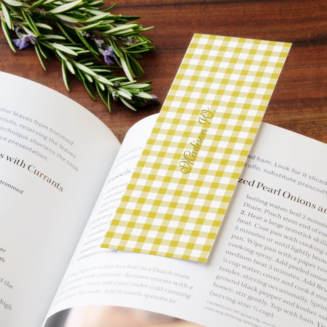 Cute Warm Yellow Gingham Pattern Bookmarks (Book)