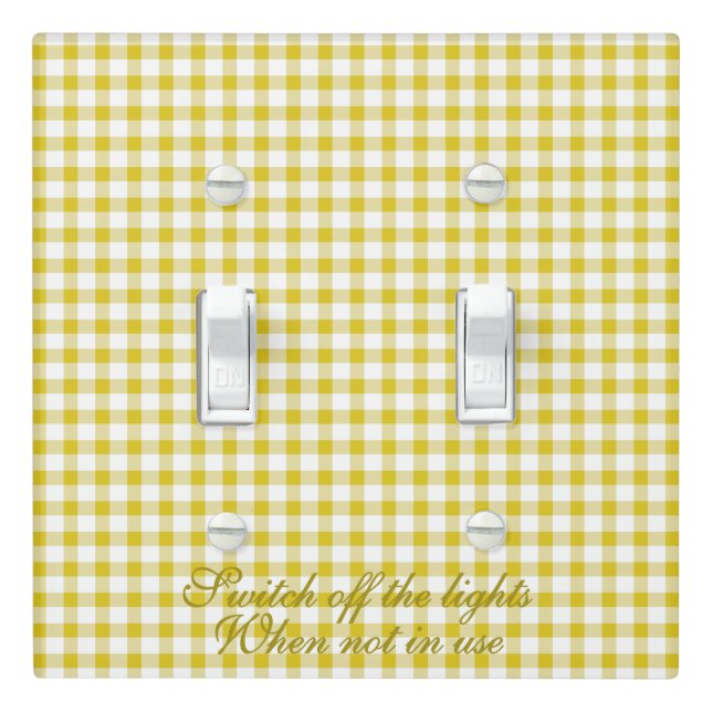 Cute Warm Yellow Gingham Pattern Light Switch Cover (In Situ)