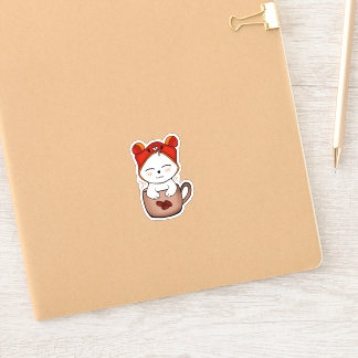 cute warming love for cats and coffee sticker