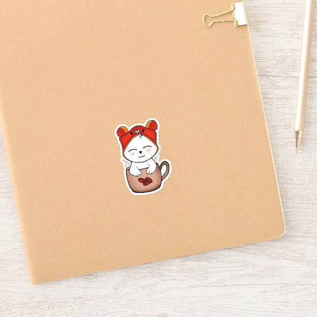 cute warming love for cats and coffee  sticker (Notebook)