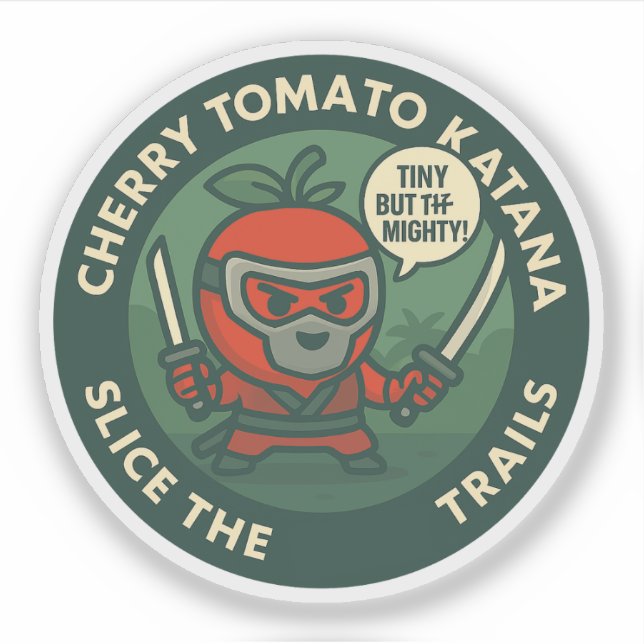 Cute Warrior Cherry Tomato Japanese Theme Sticker (Front)