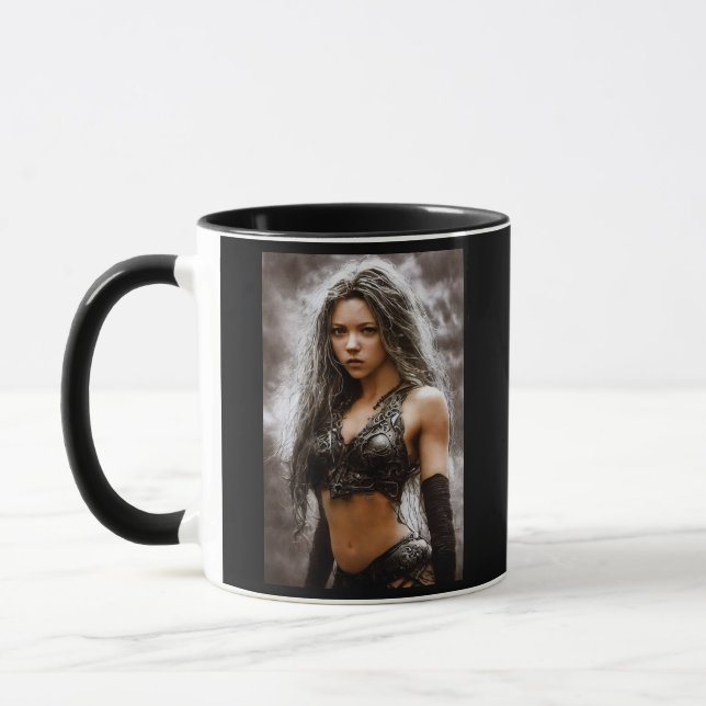 CUTE WARRIOR GIRL COFFEE MUG (Left)