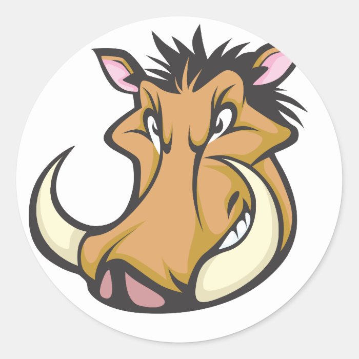 Cute Warthog Cartoon Shirt Round Stickers