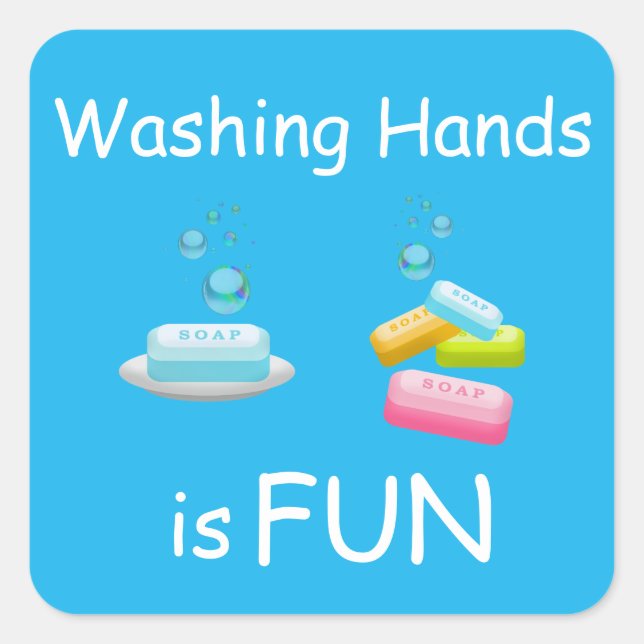Cute Washing Hands is FUN  Square Sticker (Front)