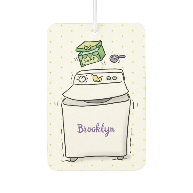 Cute washing machine laundry cartoon illustration  air freshener (Front)