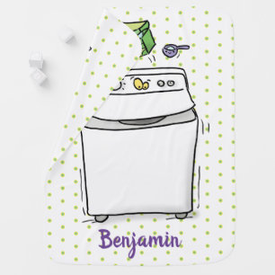 Cute washing machine laundry cartoon illustration baby blanket