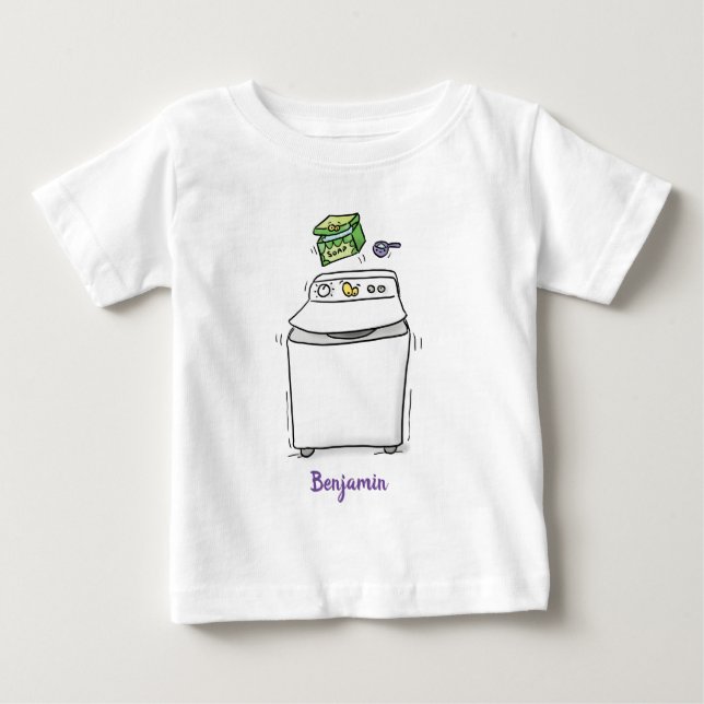 Cute washing machine laundry cartoon illustration baby T-Shirt (Front)