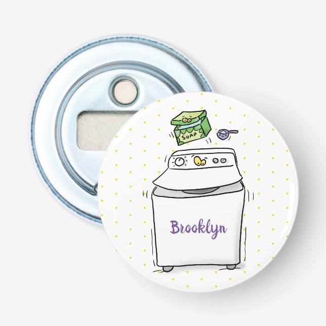 Cute washing machine laundry cartoon illustration bottle opener (Front)