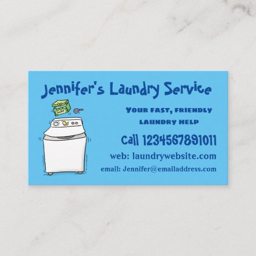 Cute washing machine laundry cartoon illustration business card