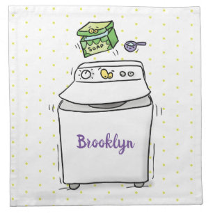 Cute washing machine laundry cartoon illustration cloth napkin