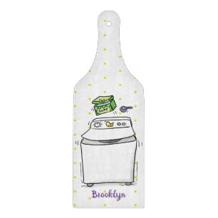 Cute washing machine laundry cartoon illustration cutting board