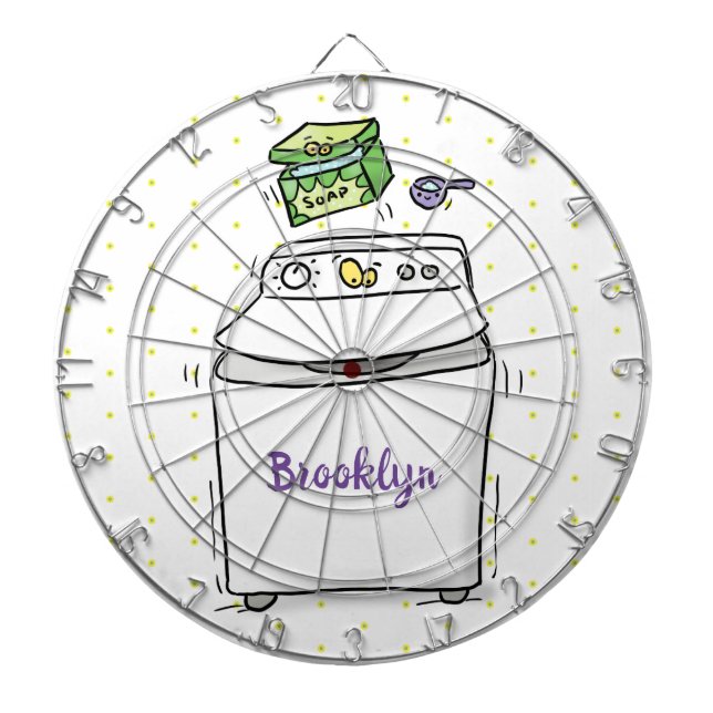 Cute washing machine laundry cartoon illustration dart board (Front)