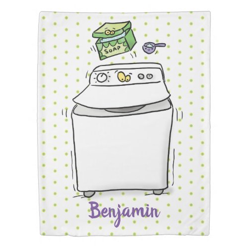 Cute washing machine laundry cartoon illustration duvet cover