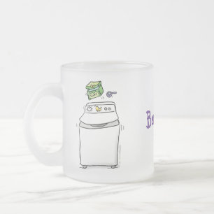 Cute washing machine laundry cartoon illustration frosted glass coffee mug