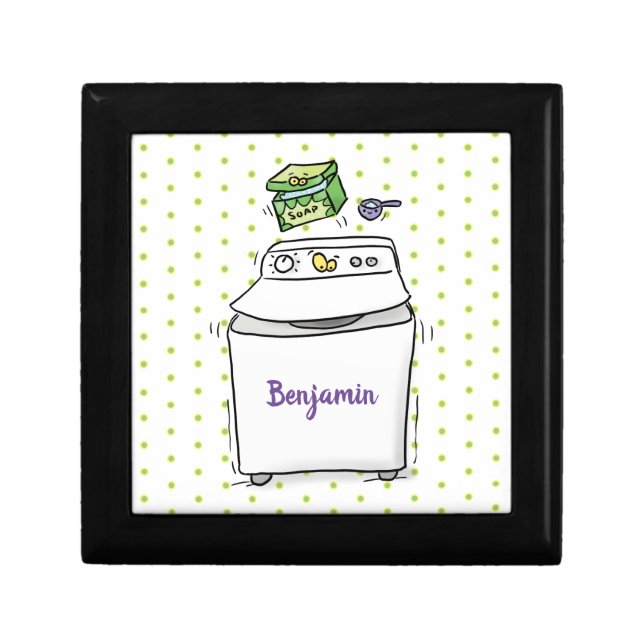 Cute washing machine laundry cartoon illustration gift box (Front)