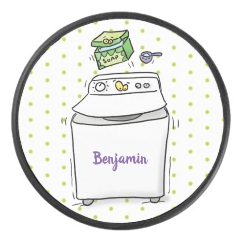 Cute washing machine laundry cartoon illustration hockey puck
