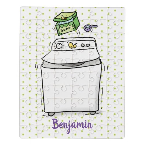 Cute washing machine laundry cartoon illustration jigsaw puzzle