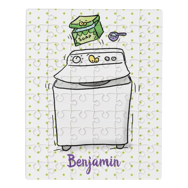 Cute washing machine laundry cartoon illustration jigsaw puzzle (Puzzle Vertical)