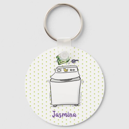 Cute washing machine laundry cartoon illustration keychain