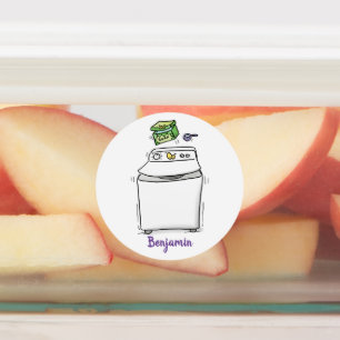 Cute washing machine laundry cartoon illustration labels
