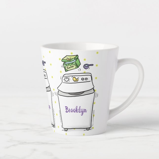 Cute washing machine laundry cartoon illustration latte mug (Right)