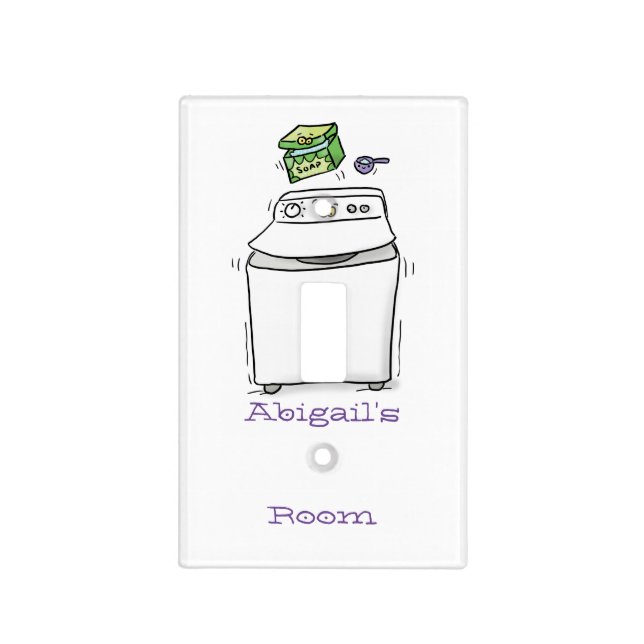 Cute washing machine laundry cartoon illustration  light switch cover (Front)