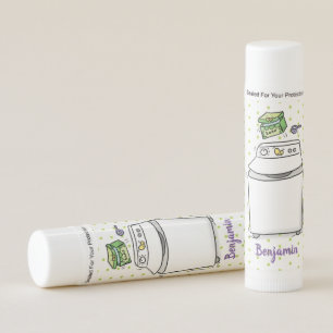 Cute washing machine laundry cartoon illustration lip balm