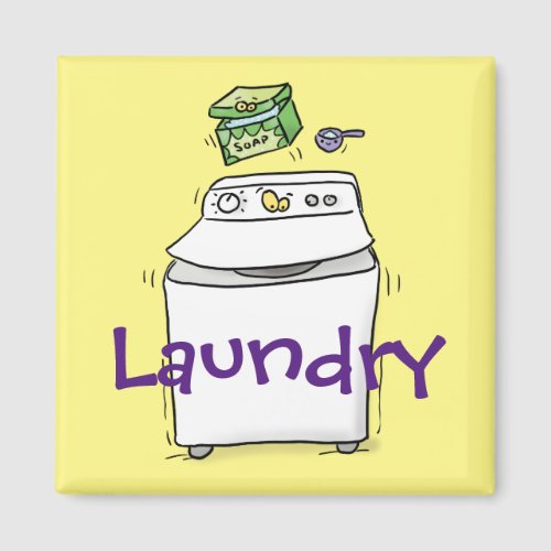 Cute washing machine laundry cartoon illustration magnet