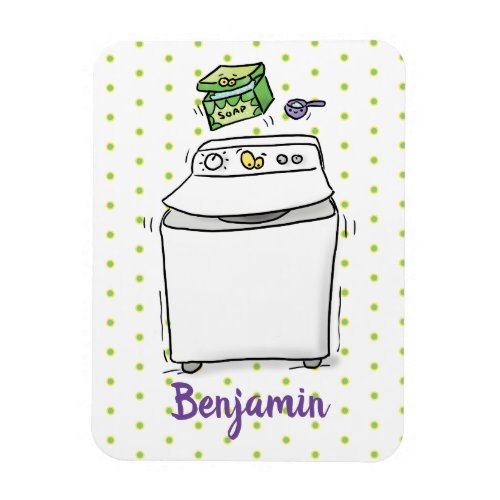 Cute washing machine laundry cartoon illustration magnet
