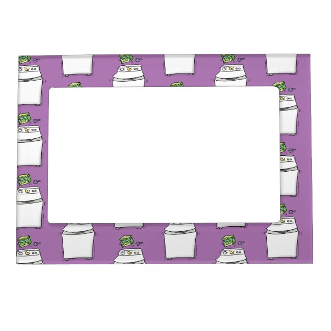 Cute washing machine laundry cartoon illustration magnetic frame (Front)