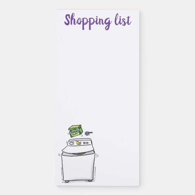 Cute washing machine laundry cartoon illustration magnetic notepad (Front)