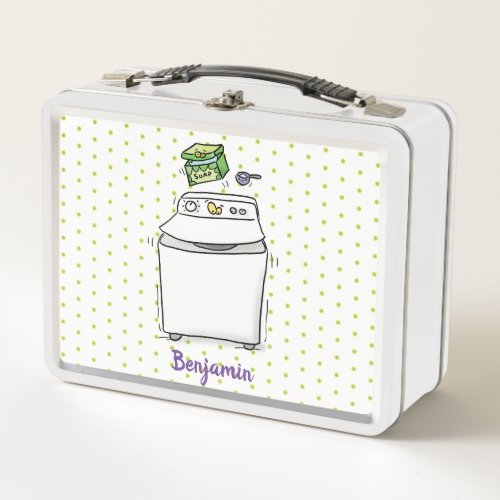 Cute washing machine laundry cartoon illustration metal lunch box