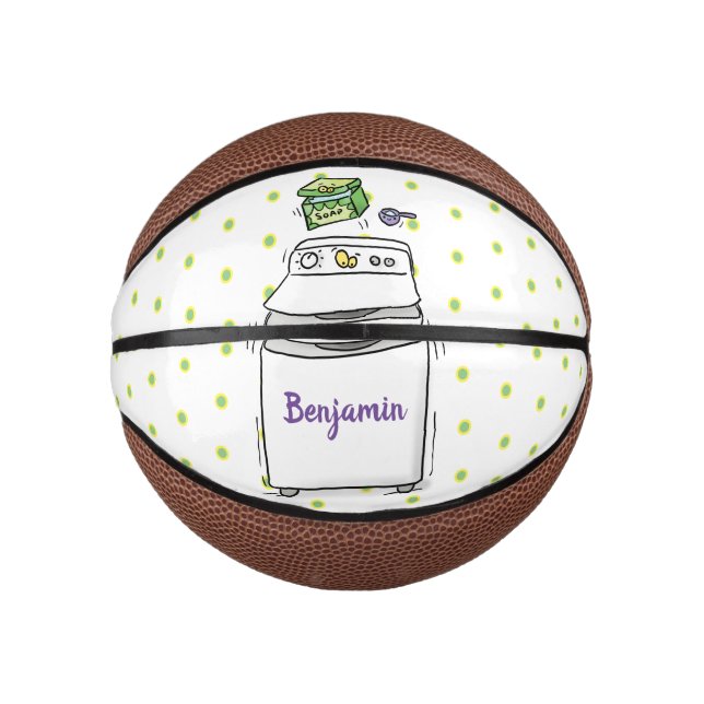 Cute washing machine laundry cartoon illustration mini basketball (Front)